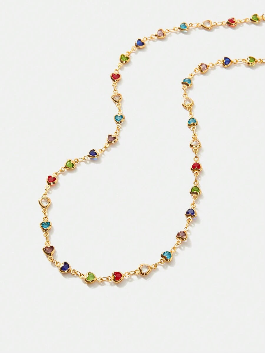 Colar Coeurs Multicolor Banhado em Ouro 24k