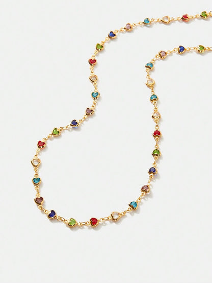 Colar Coeurs Multicolor Banhado em Ouro 24k
