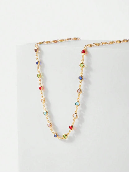 Colar Coeurs Multicolor Banhado em Ouro 24k