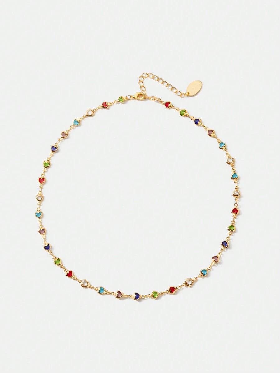 Colar Coeurs Multicolor Banhado em Ouro 24k