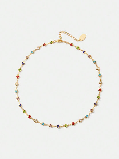 Colar Coeurs Multicolor Banhado em Ouro 24k