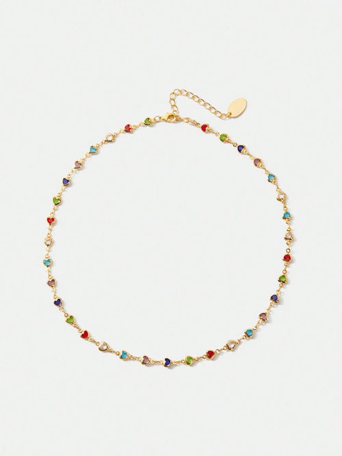 Colar Coeurs Multicolor Banhado em Ouro 24k