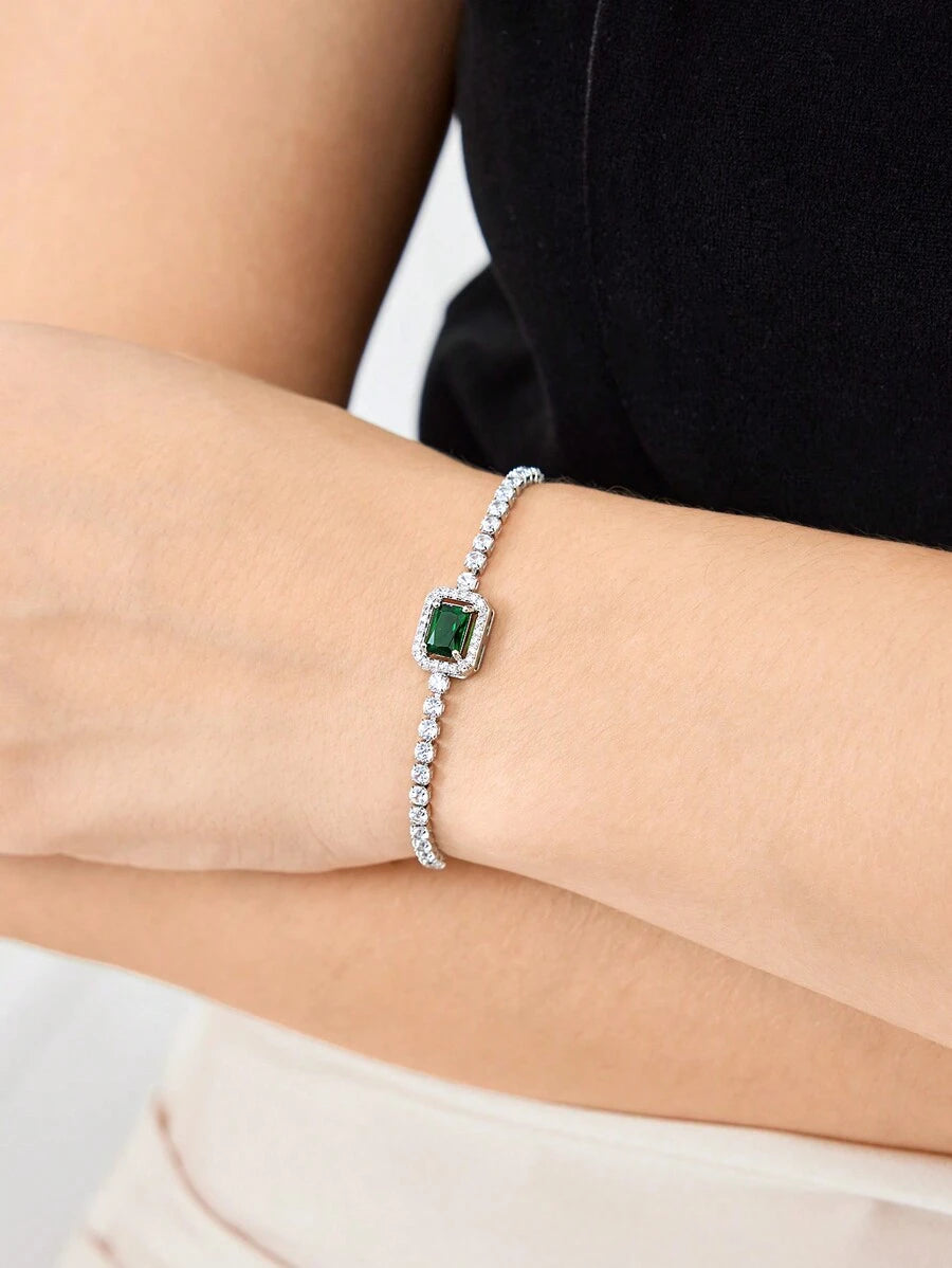 Pulseira Esmeria banhado em prata