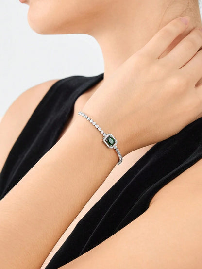 Pulseira Esmeria banhado em prata