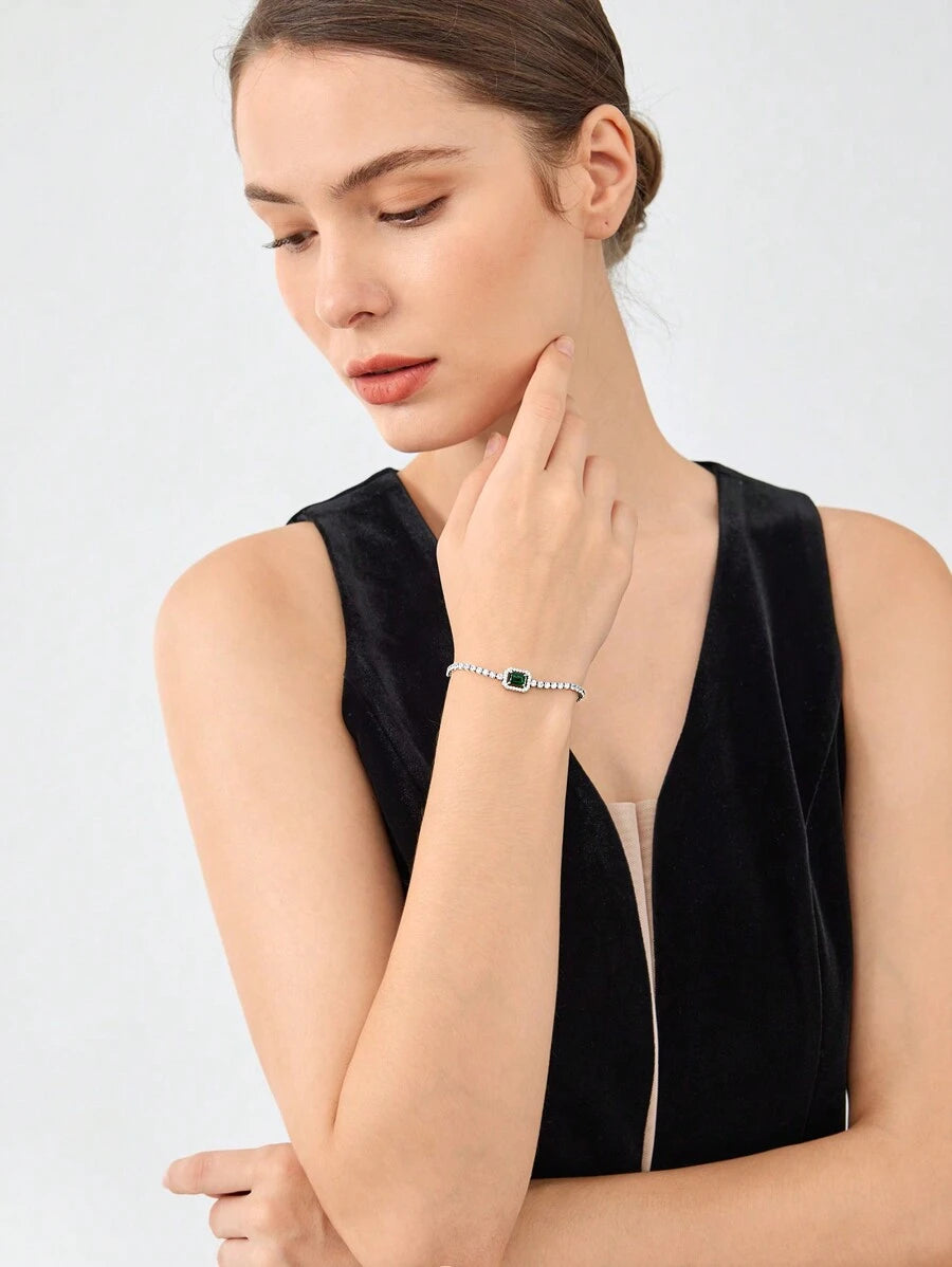 Pulseira Esmeria banhado em prata
