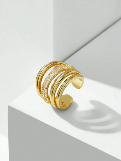 Anel Lumière Royale Banhado em Ouro 24K
