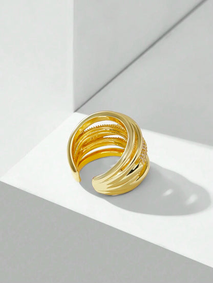 Anel Lumière Royale Banhado em Ouro 24K