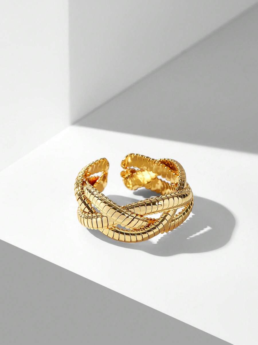 Anel Serpentine Élégance Banhado em Ouro 24K