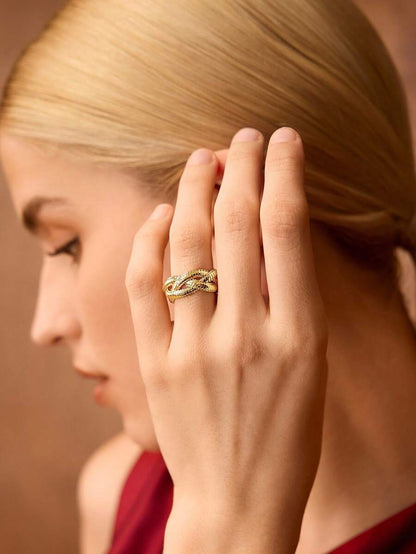 Anel Serpentine Élégance Banhado em Ouro 24K