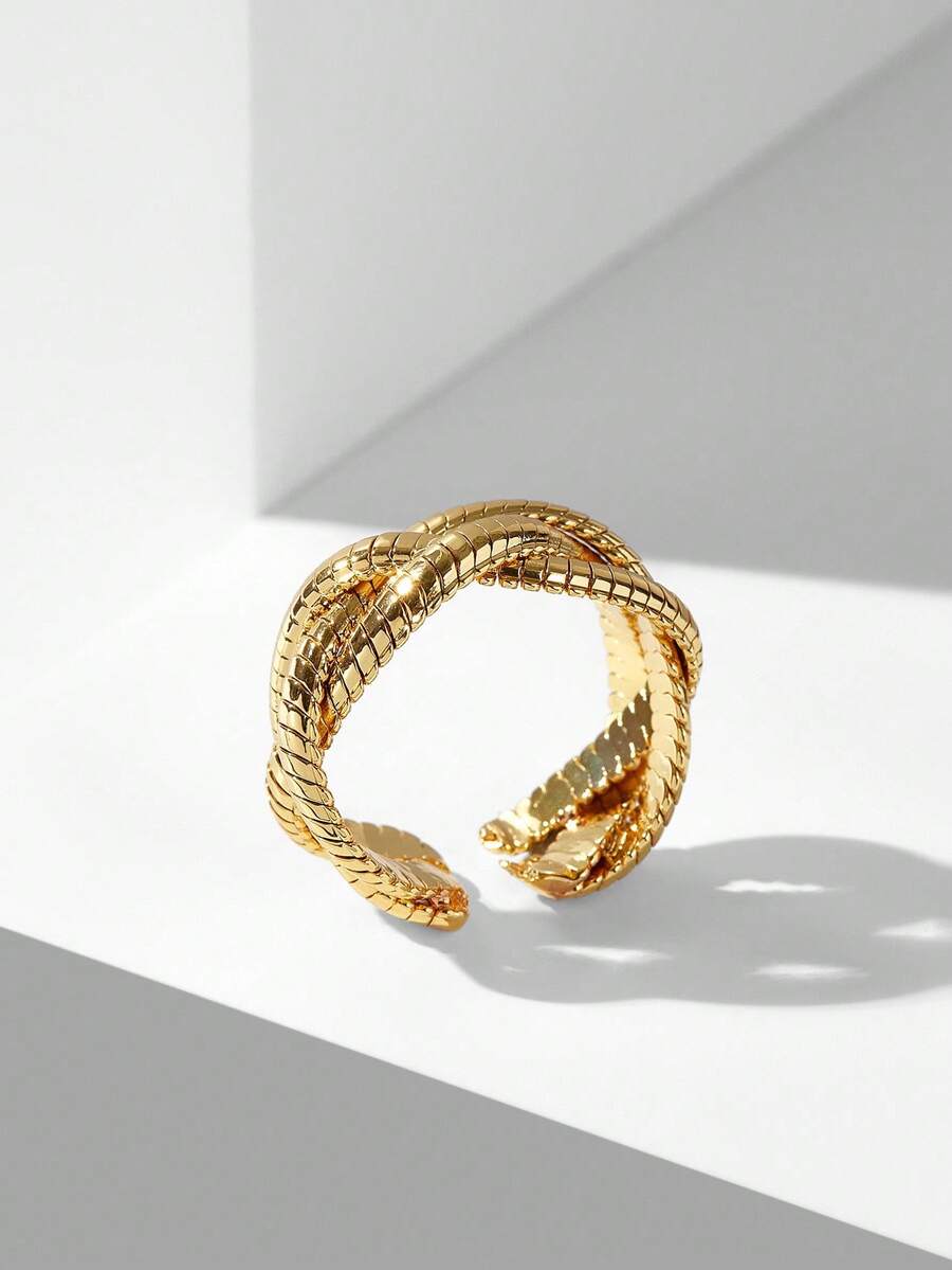 Anel Serpentine Élégance Banhado em Ouro 24K
