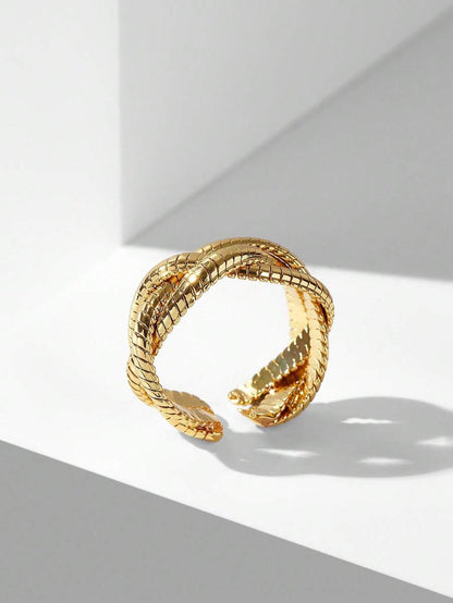 Anel Serpentine Élégance Banhado em Ouro 24K
