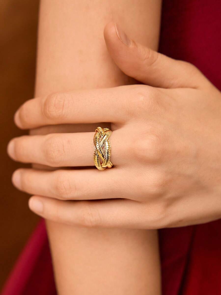 Anel Serpentine Élégance Banhado em Ouro 24K
