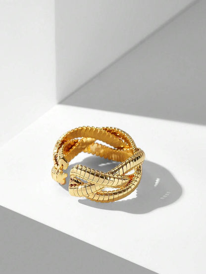 Anel Serpentine Élégance Banhado em Ouro 24K