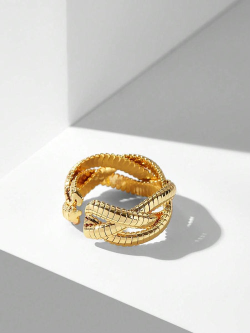 Anel Serpentine Élégance Banhado em Ouro 24K
