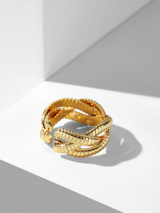 Anel Serpentine Élégance Banhado em Ouro 24K