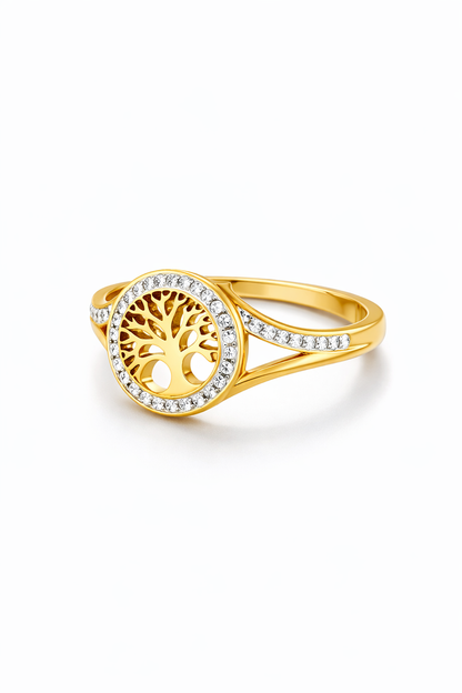 Anel Árvore da Vida Radiance Banhado em Ouro 18k
