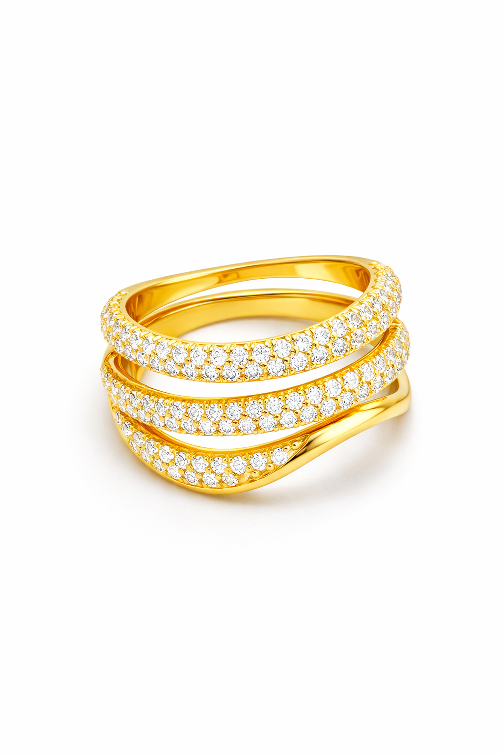 Anel de Cristais Luxor Banhado em Ouro 18k