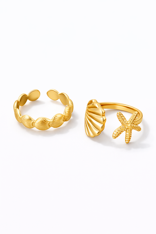 2 Anéis Ocean Breeze Banhado em Ouro 18k