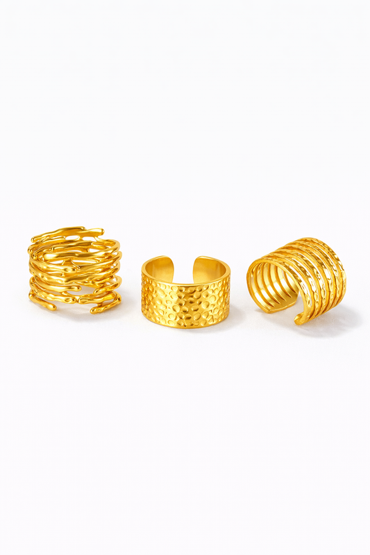 3 Anéis Essence Banhado em Ouro 18k