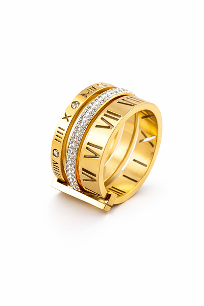Anel Tríplice Romano Imperial Banhado em Ouro 18k