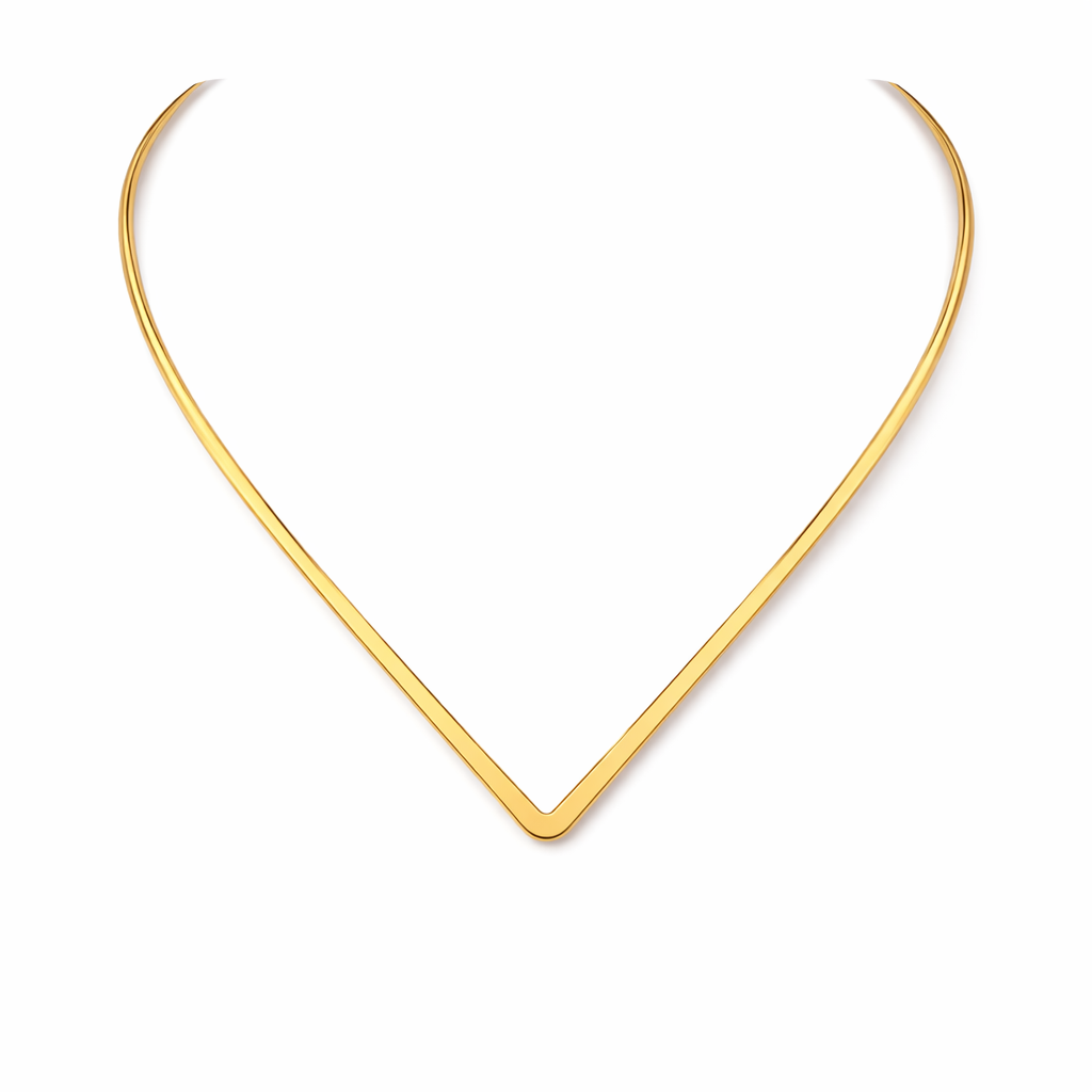 Colar Choker V Banhado em Ouro 18k