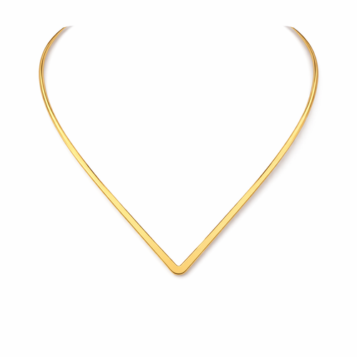 Colar Choker V Banhado em Ouro 18k