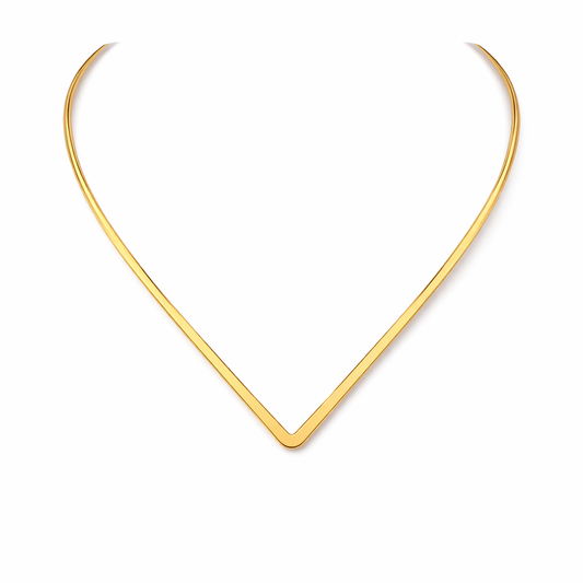 Colar Choker V Banhado em Ouro 18k