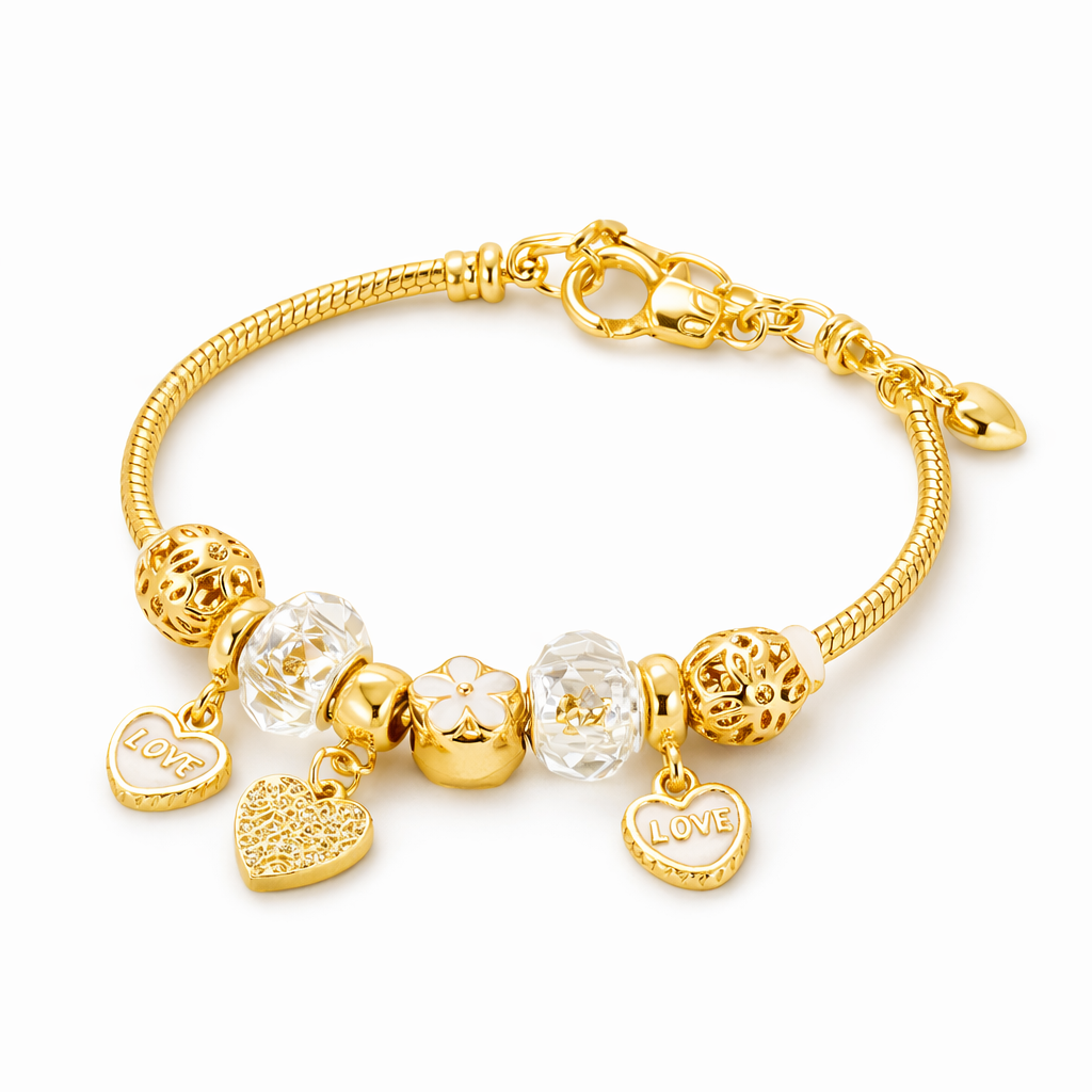 Pulseira Amour Charms Banhada em Ouro 18k