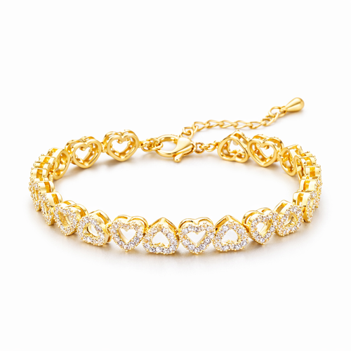 Pulseira Cœur Brillant Banhada em Ouro 18k