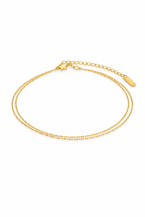 Tornozeleira Duo Riviera Banhada em Ouro 18k