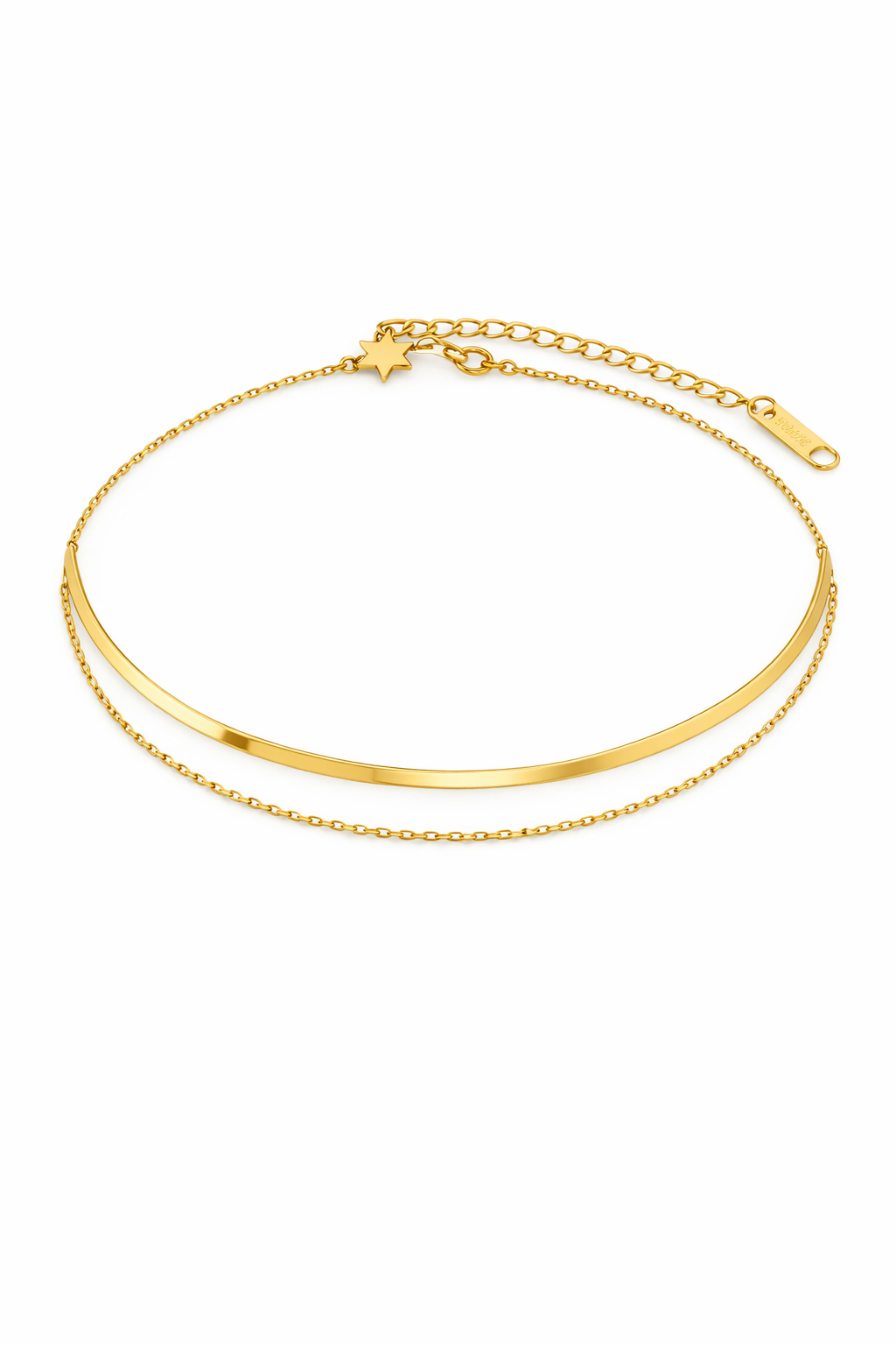 Tornozeleira Duo Élégance Banhada em Ouro 18k