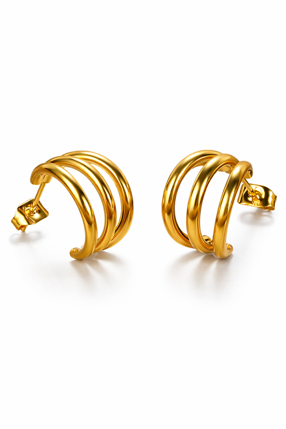 Brinco Aura Tripla Banhado em Ouro 18k