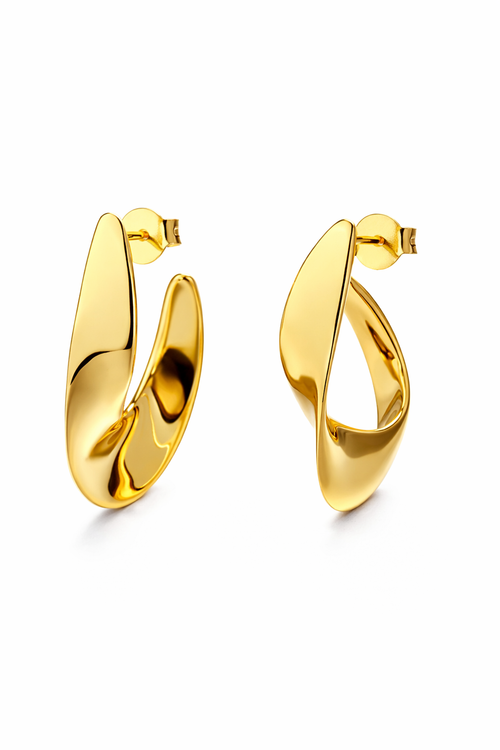 Brinco Ligne Sculptée Banhado em Ouro 18k