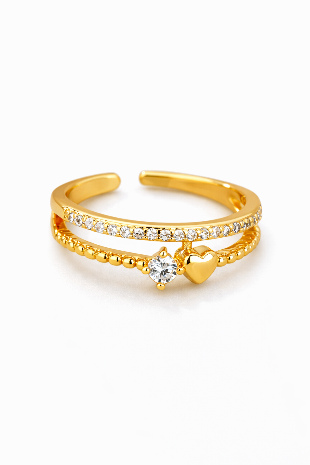 Anel Heart Banhado em Ouro 18k