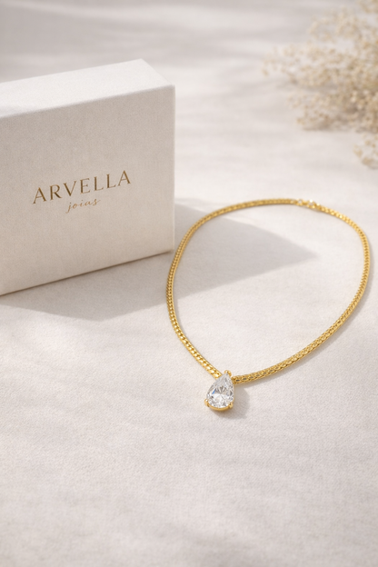 Colar Cristal Elegance Banhado em Ouro 18k