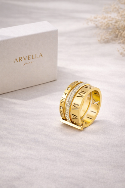 Anel Tríplice Romano Imperial Banhado em Ouro 18k