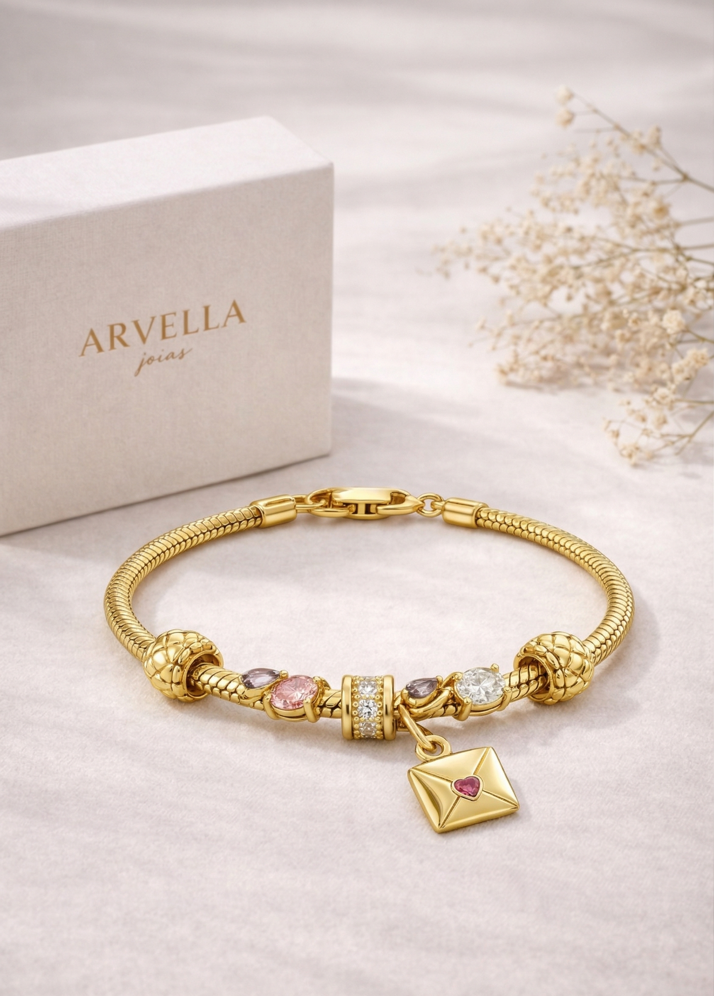 Pulseira Lettre D’Amour Banhada em Ouro 18k