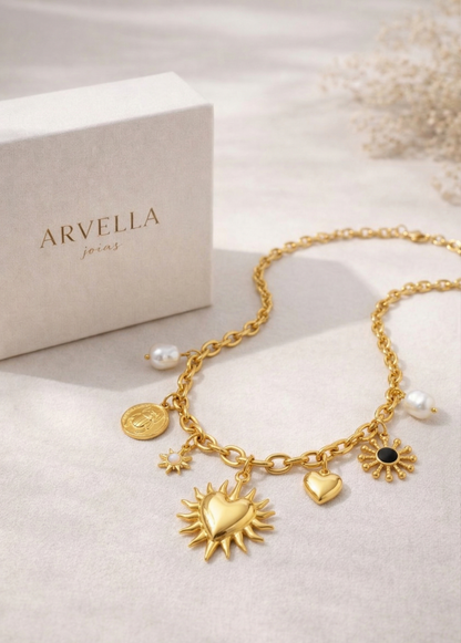 Colar Celestiais Charm Banhado em Ouro 18k