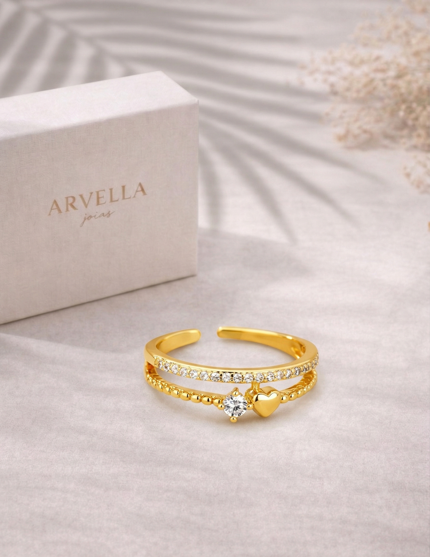 Anel Heart Banhado em Ouro 18k