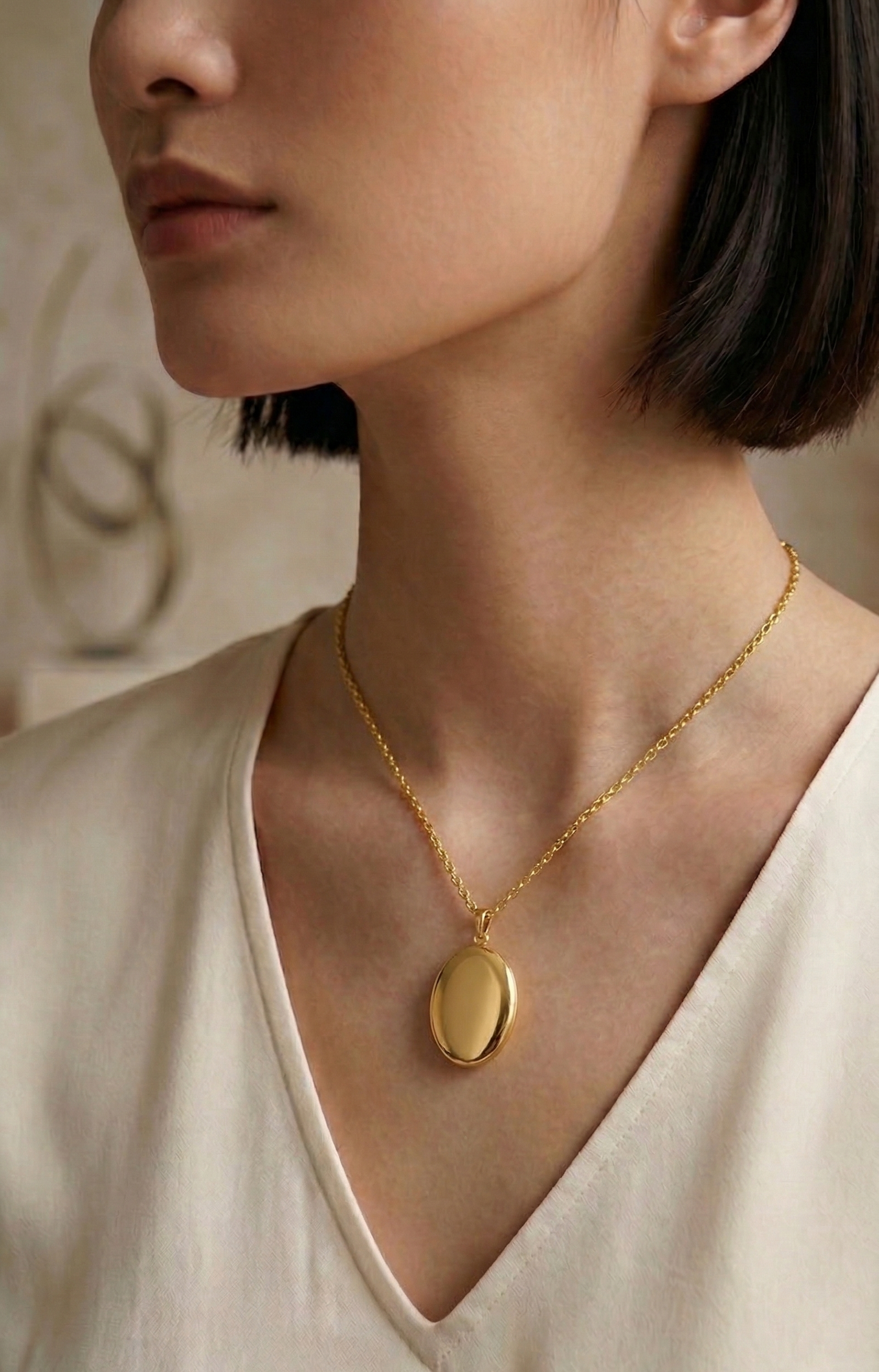 Colar Medal Orgânic Banhado em Ouro 18k