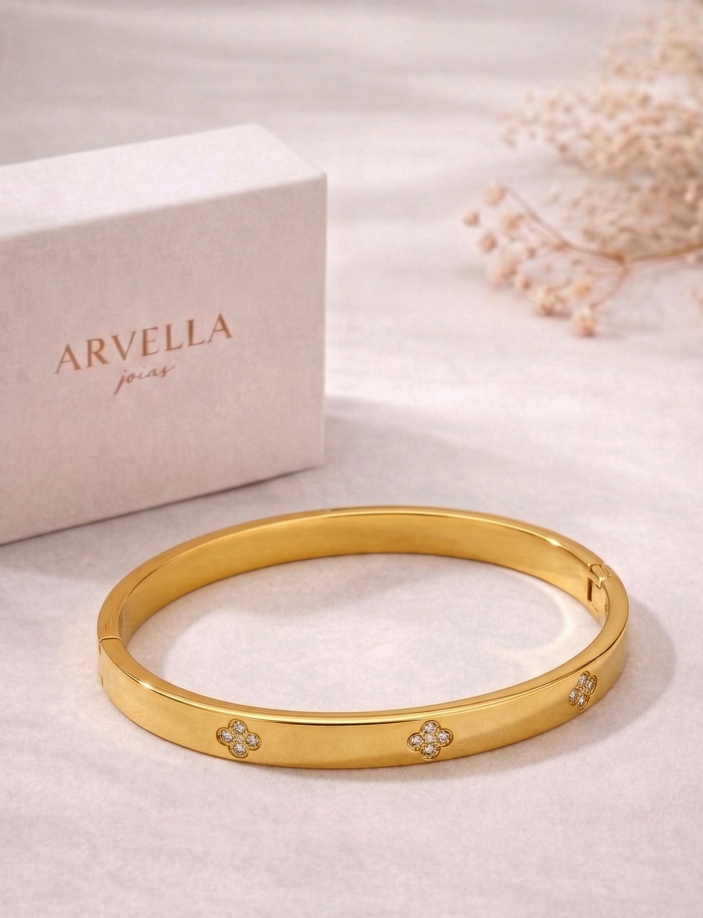 Bracelete Trevo Lumina Banhado em Ouro 18k