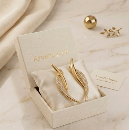 Brinco Plume Éclatante Banhado em Ouro 18k