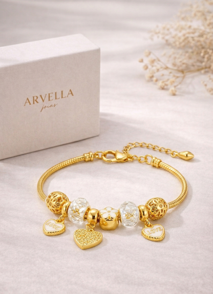 Pulseira Amour Charms Banhada em Ouro 18k