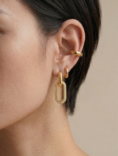 Brinco Chaîne Élégance Banhado em Ouro 18k