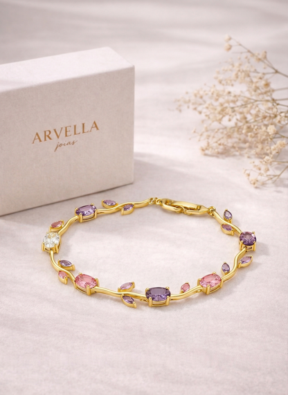 Pulseira Jardin Rosé Banhada em Ouro 18k