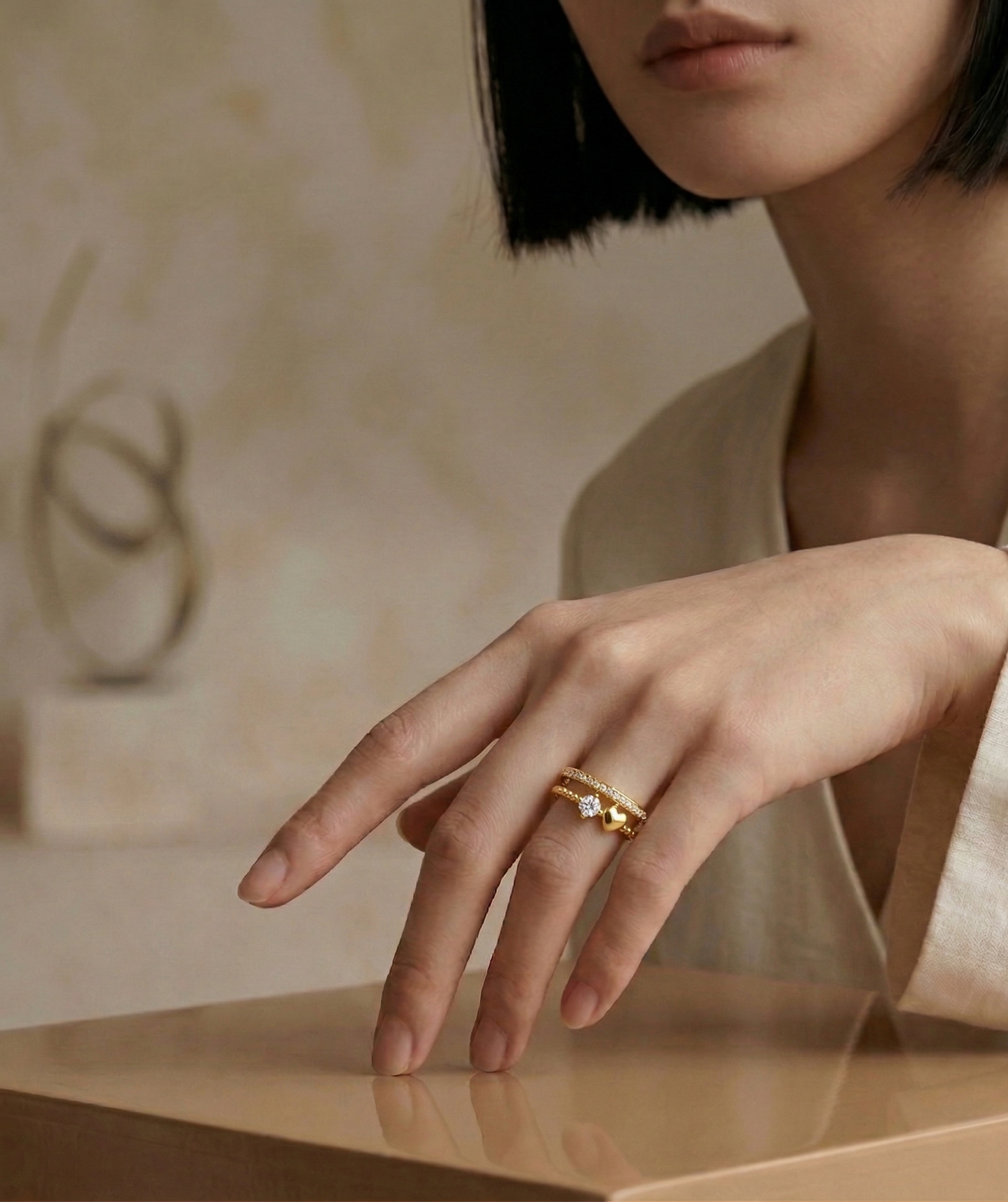 Anel Heart Banhado em Ouro 18k