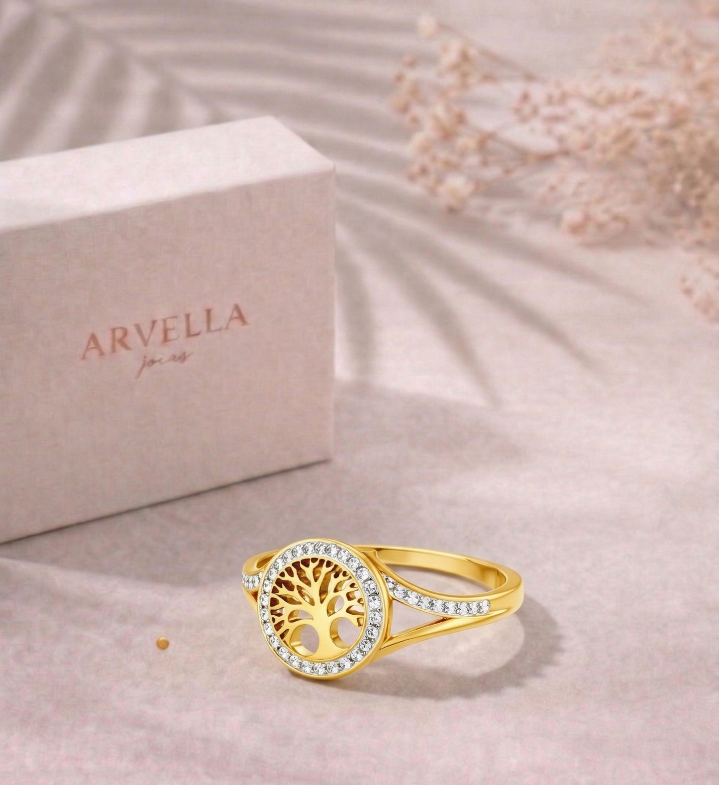 Anel Árvore da Vida Radiance Banhado em Ouro 18k