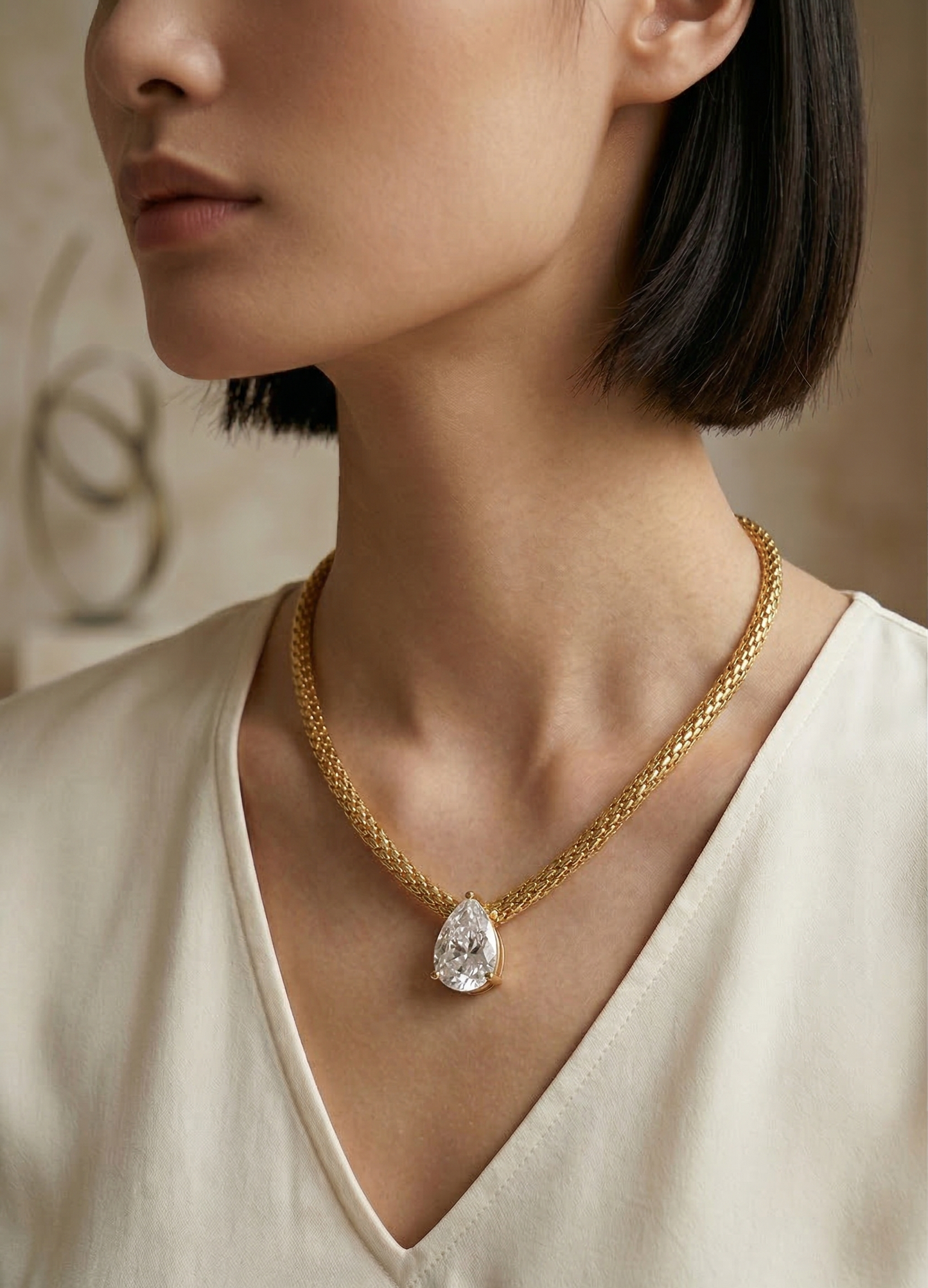 Colar Cristal Elegance Banhado em Ouro 18k