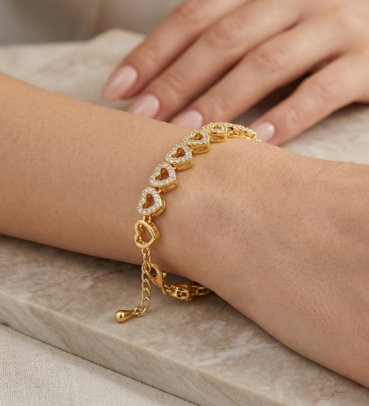 Pulseira Cœur Brillant Banhada em Ouro 18k